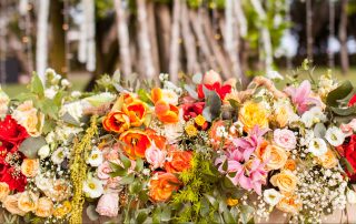 bright wedding flowers in Bali